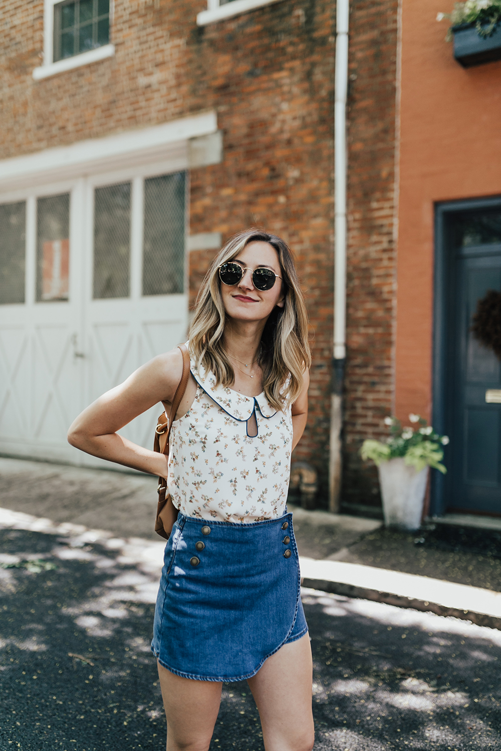 livvyland-blog-olivia-watson-new-york-city-cobble-hill-brooklyn-modcloth-skort-peter-pan-collar-top-vans-classic-sneakers-summer-outfit-11