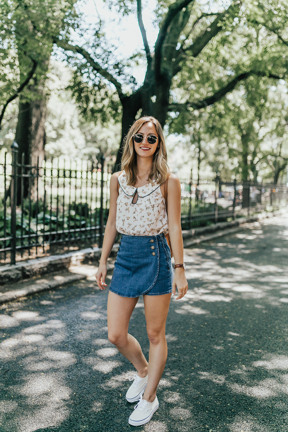 livvyland-blog-olivia-watson-new-york-city-cobble-hill-brooklyn-modcloth-skort-peter-pan-collar-top-vans-classic-sneakers-summer-outfit-12