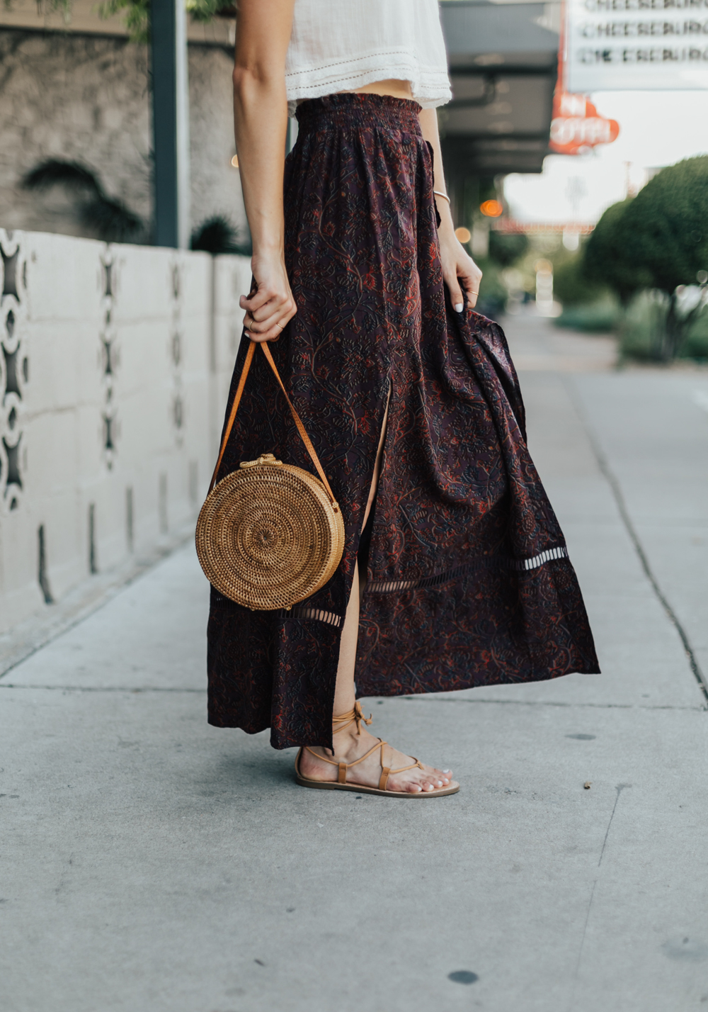 Gingham Top & Round Straw Handbag - LivvyLand