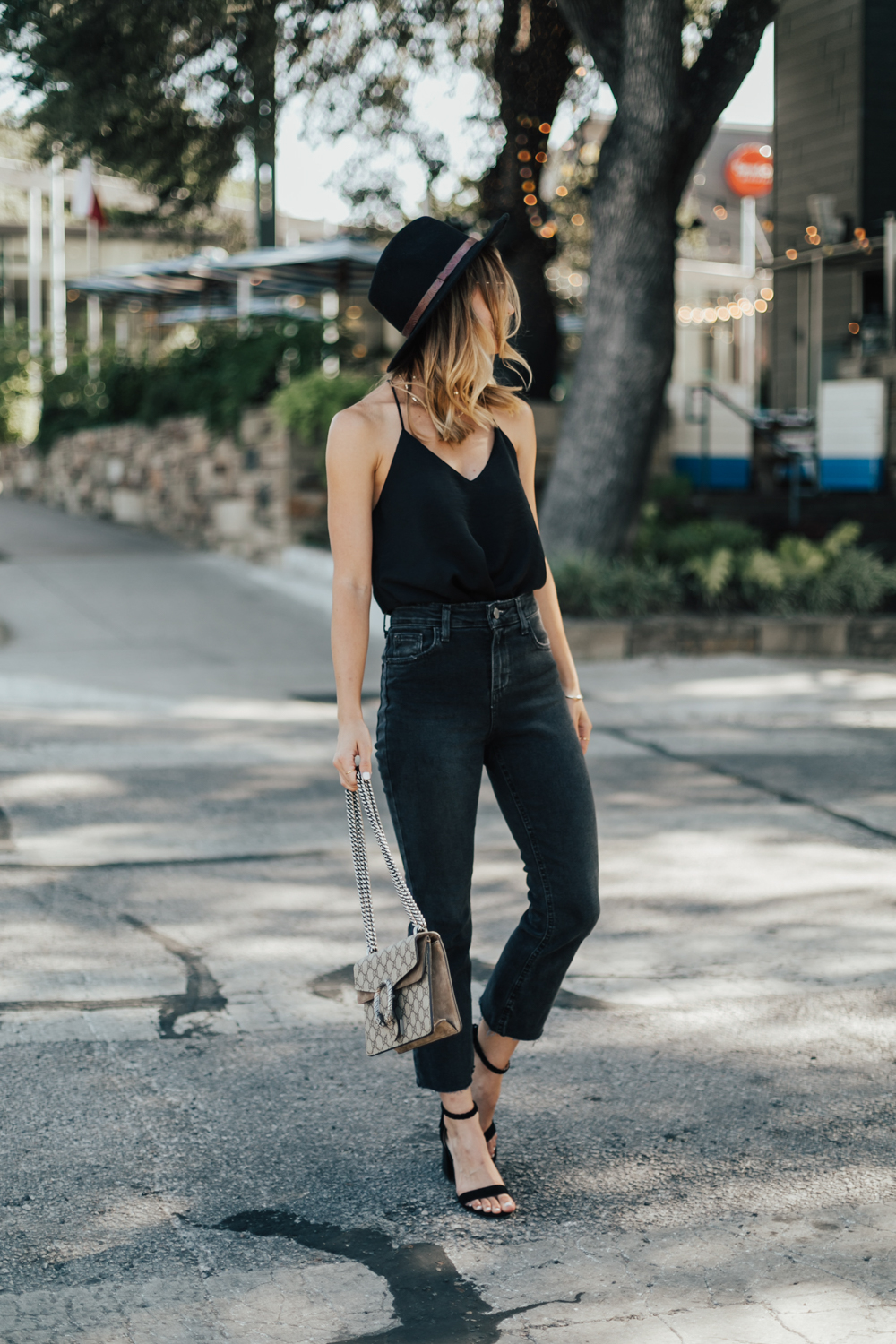 Black Cami Top & Cropped High Rise Jeans - LivvyLand