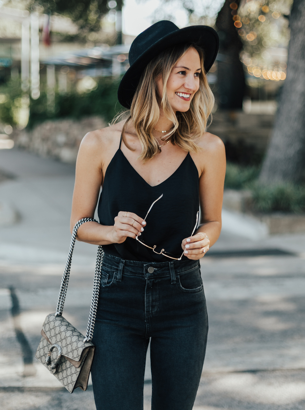 black dressy cami top