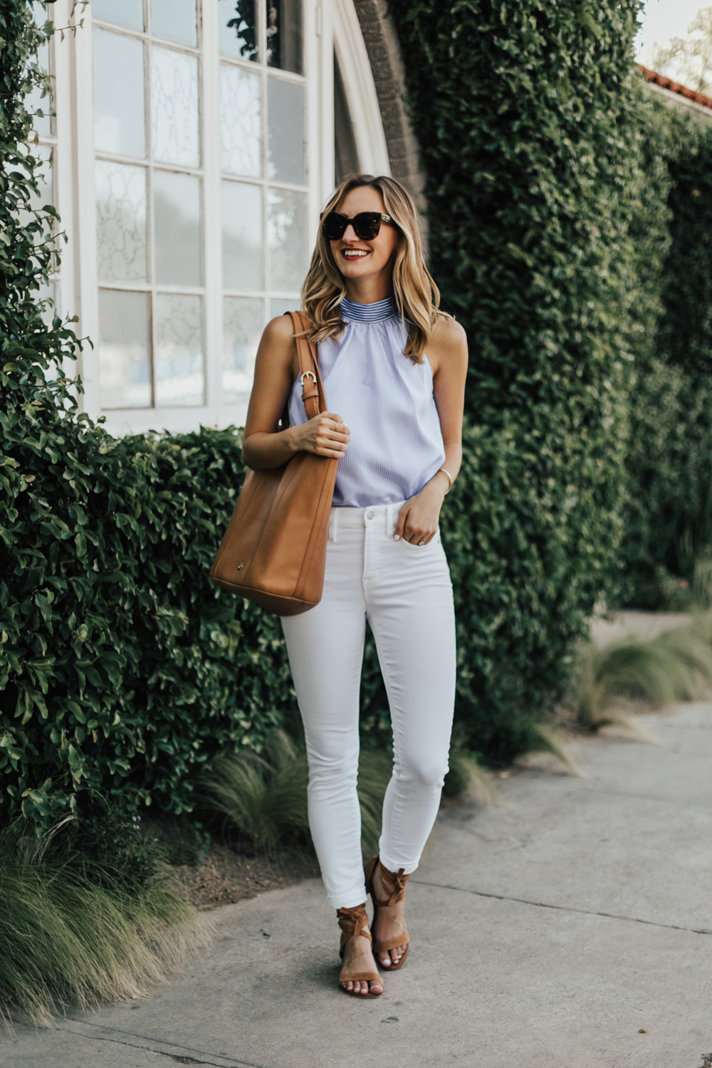 Gingham Top & Round Straw Handbag - LivvyLand