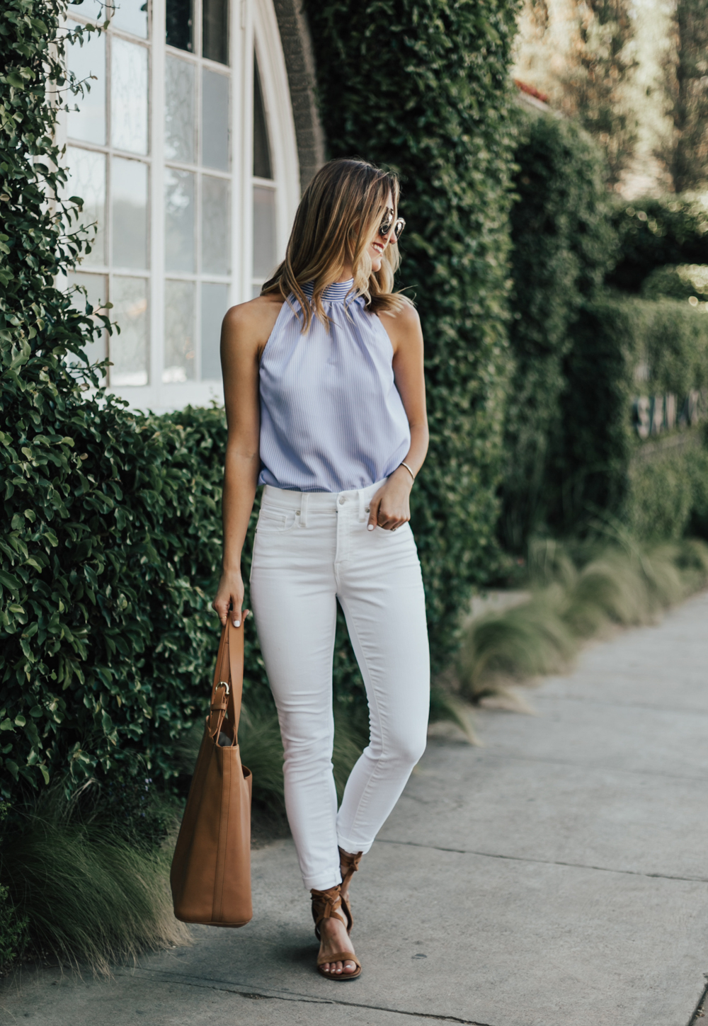 Gingham Top & Round Straw Handbag - LivvyLand