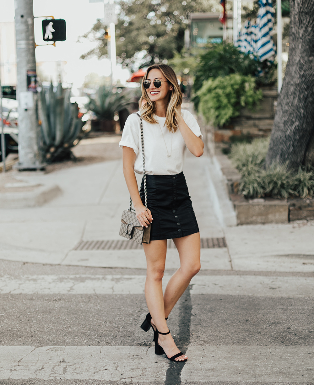 Leather Mini Skirt & Boxy Tee - LivvyLand