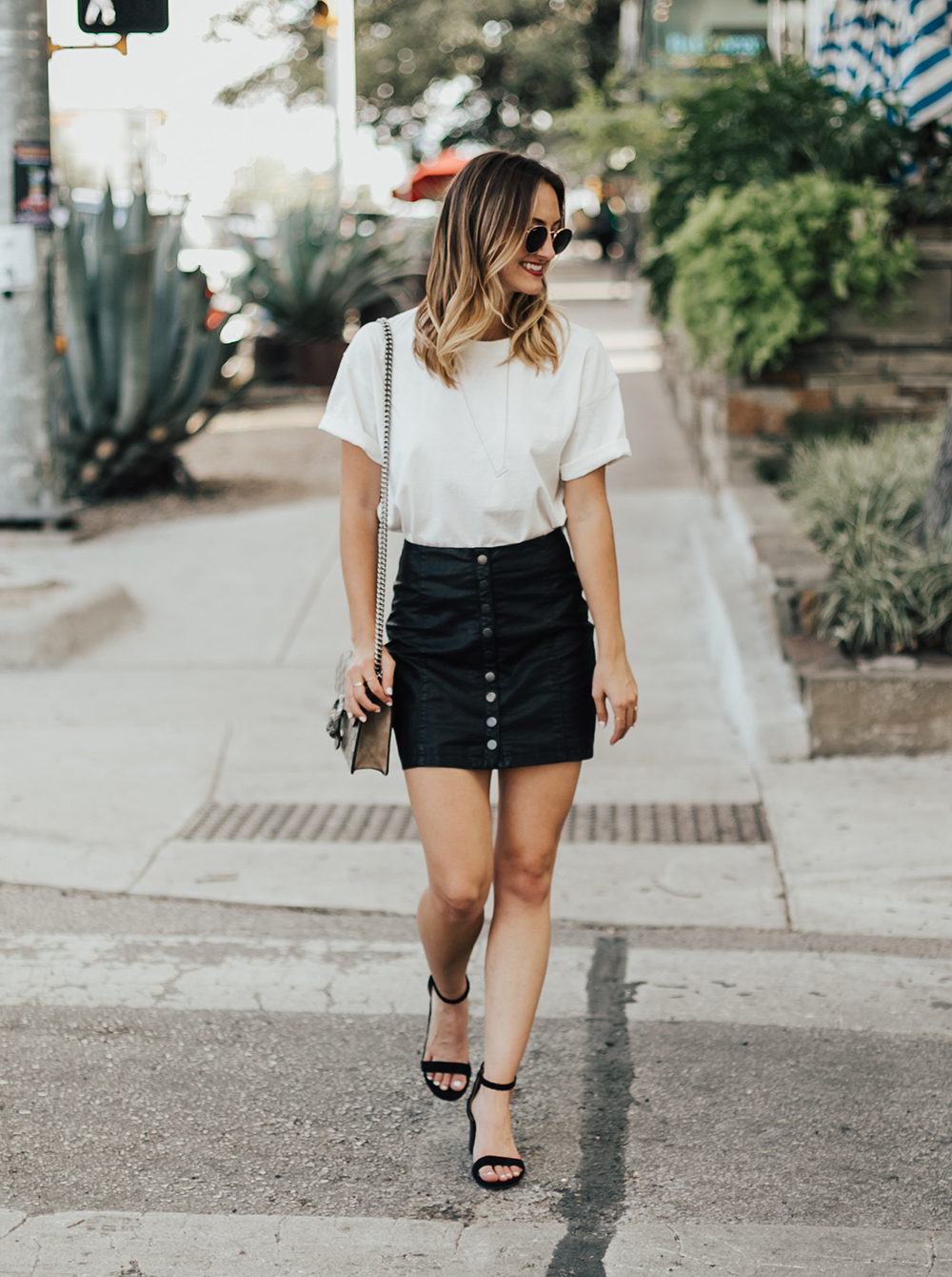 Leather Mini Skirt & Boxy Tee - LivvyLand | Austin Fashion and Style ...