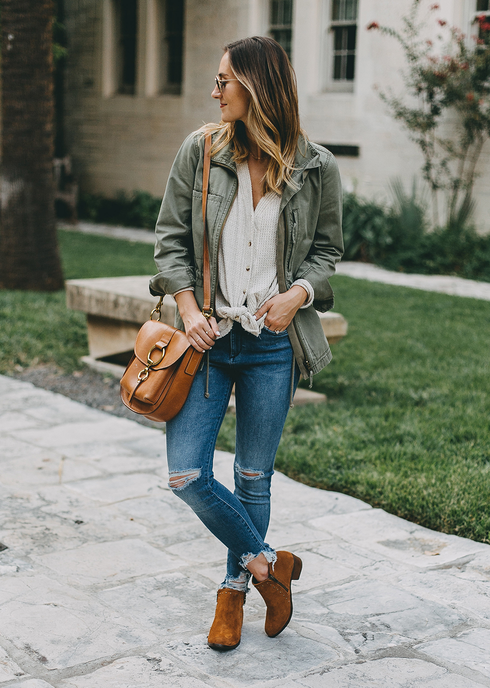 Tan Suede Ankle Booties - LivvyLand | Austin Fashion and Style Blogger