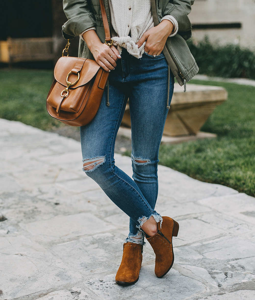 Tan Suede Ankle Booties - LivvyLand | Austin Fashion and Style Blogger