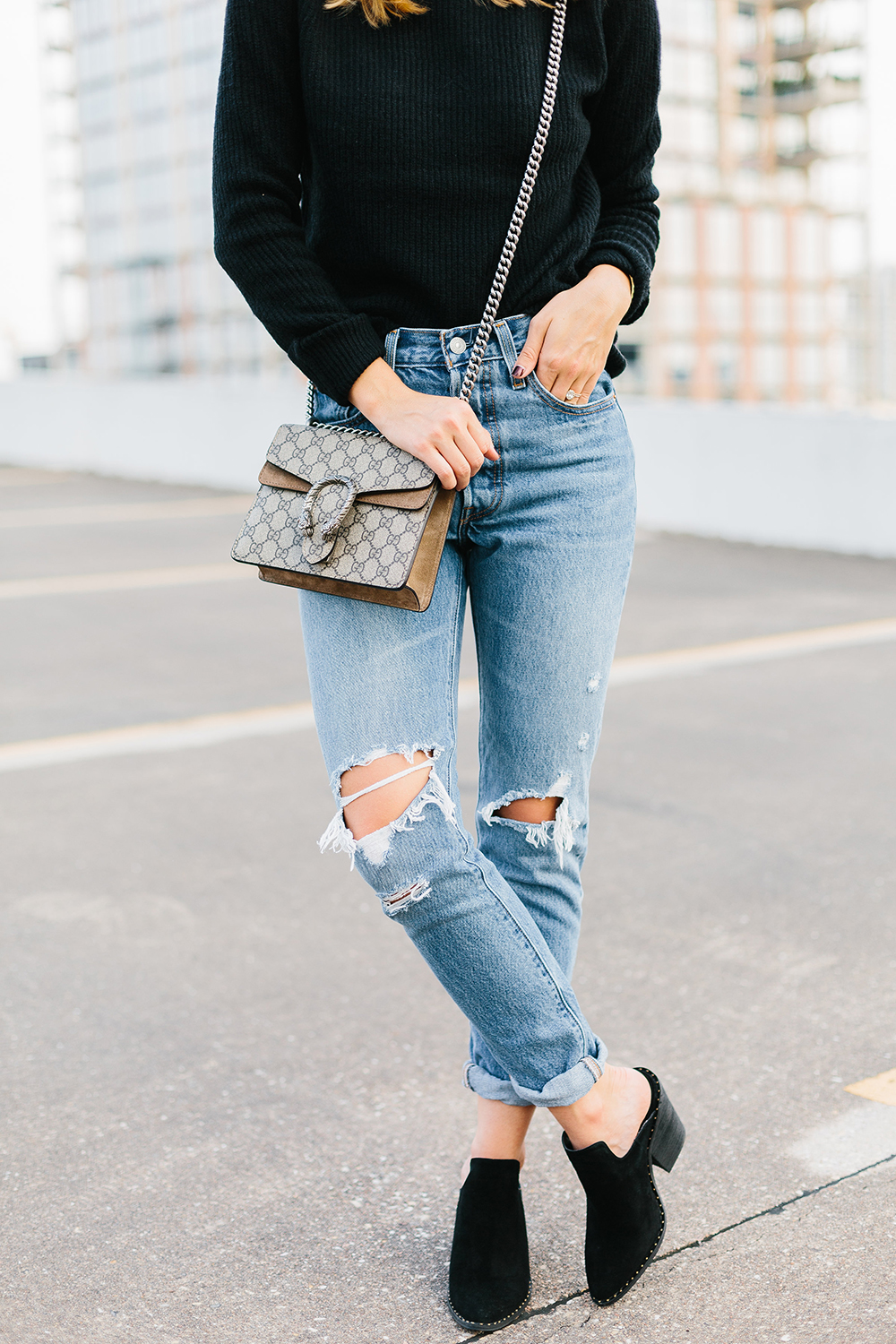 black mule booties