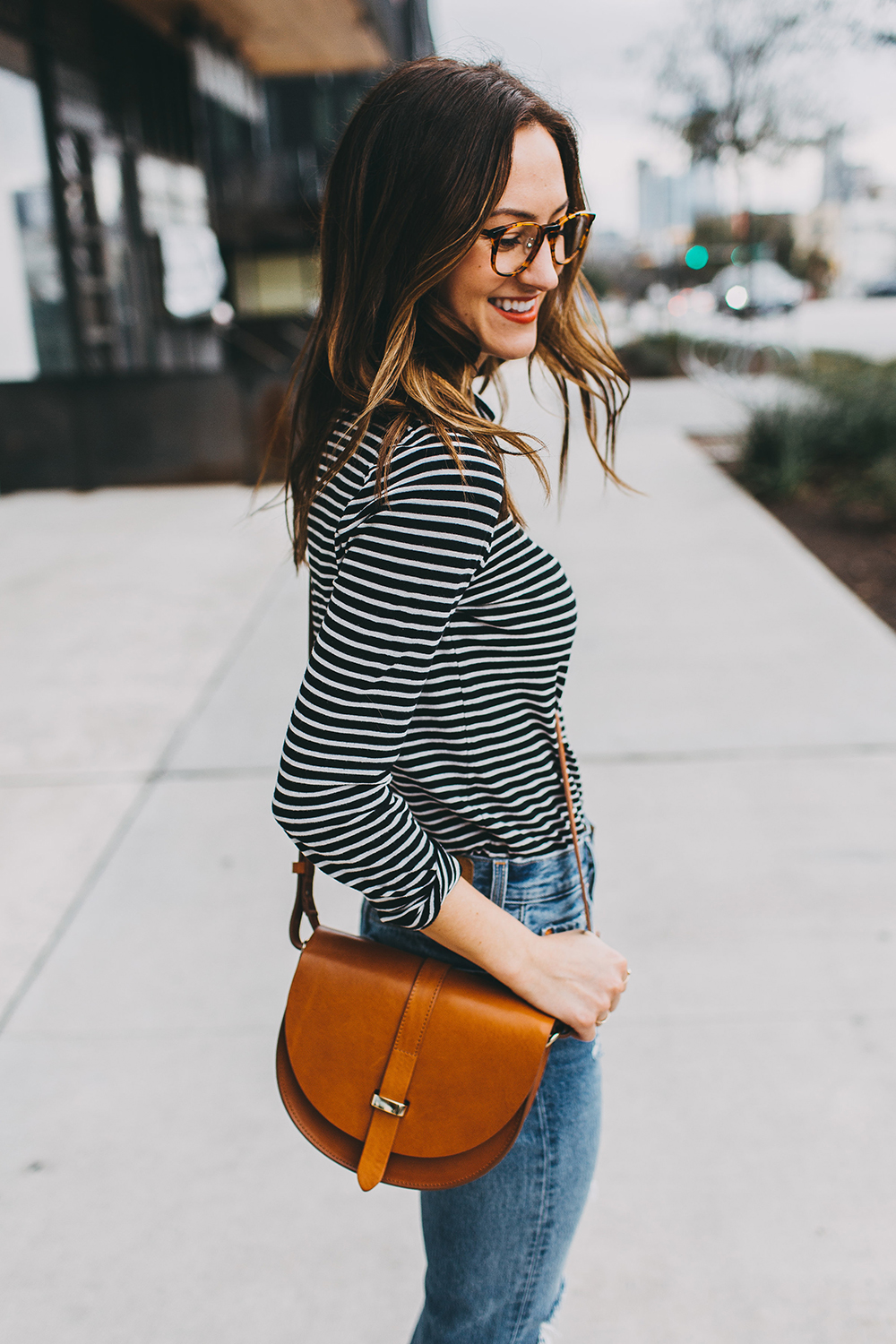 striped turtleneck outfit