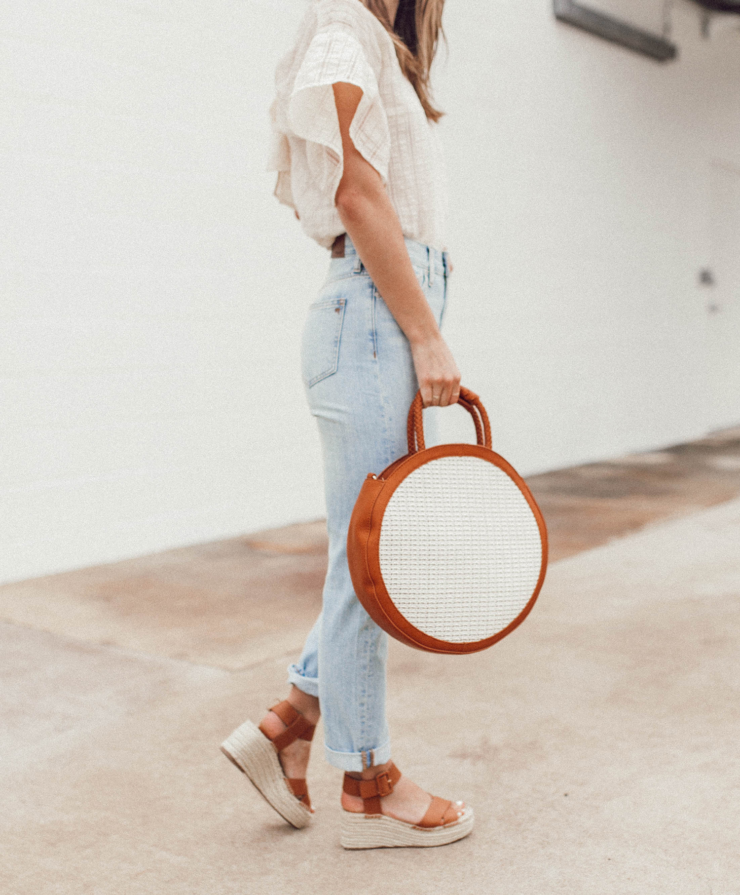 Gingham Top & Round Straw Handbag - LivvyLand