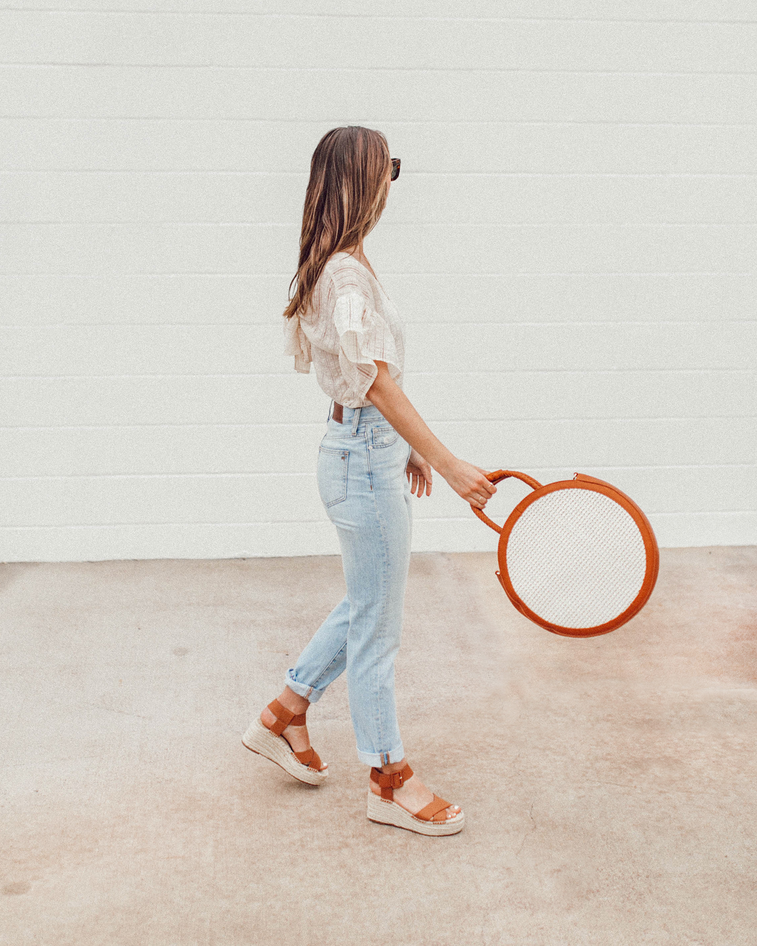 Gingham Top & Round Straw Handbag - LivvyLand