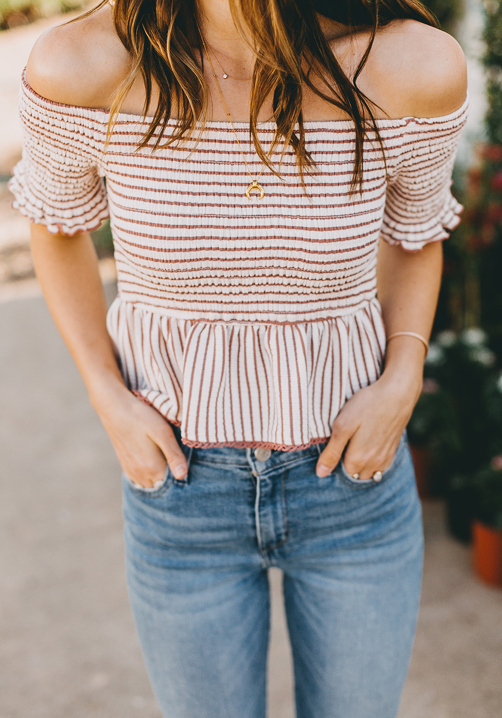 Gingham Top & Round Straw Handbag - LivvyLand