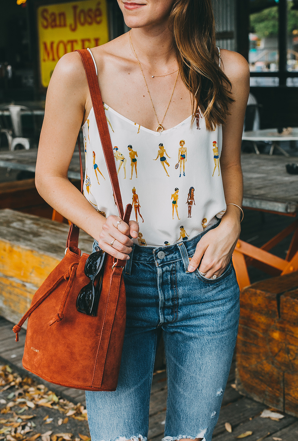 livvyland-blog-olivia-watson-austin-texas-fashion-blogger-sezane-bucket-bag-rust-suede-jos-coffee-silk-satin-tank-top-2