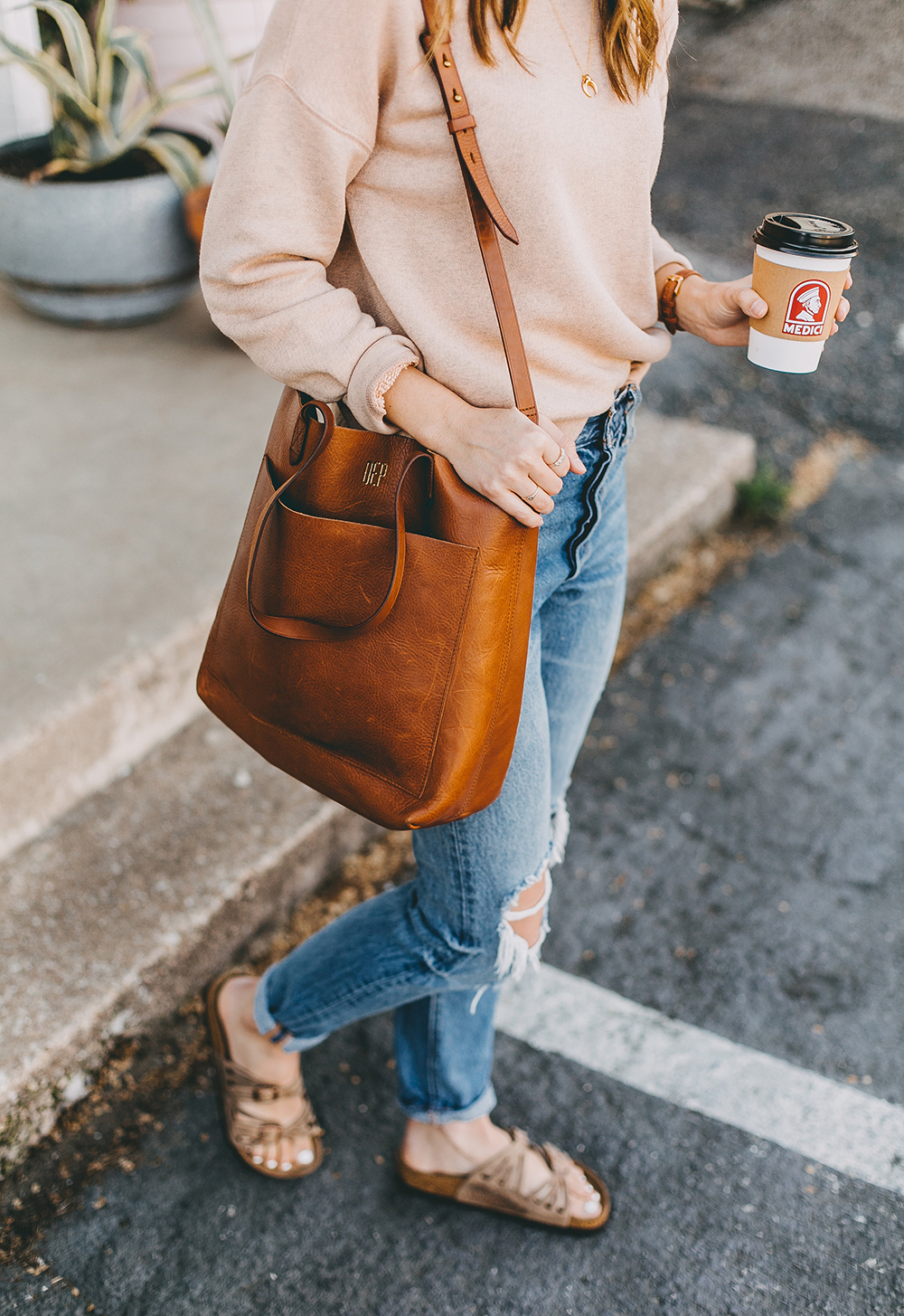 Madewell Medium Transport Leather Tote in Blue