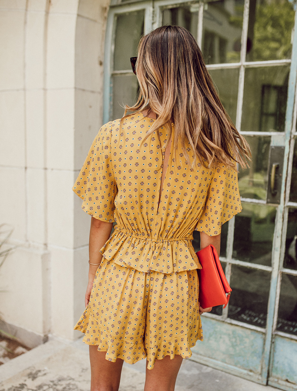 livvyland-blog-olivia-watson-austin-texas-fashion-lifestyle-blogger-river-island-floral-print-yellow-knot-front-romper-summer-occasion-outfit-idea-1