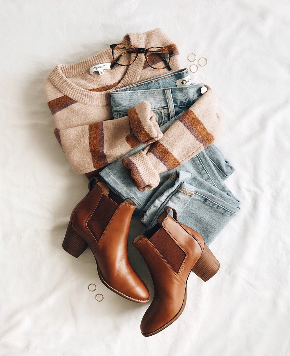 livvyland-blog-olivia-watson-best-cyber-monday-sales-madewell-raglan-boots-striped-sweater-outfit