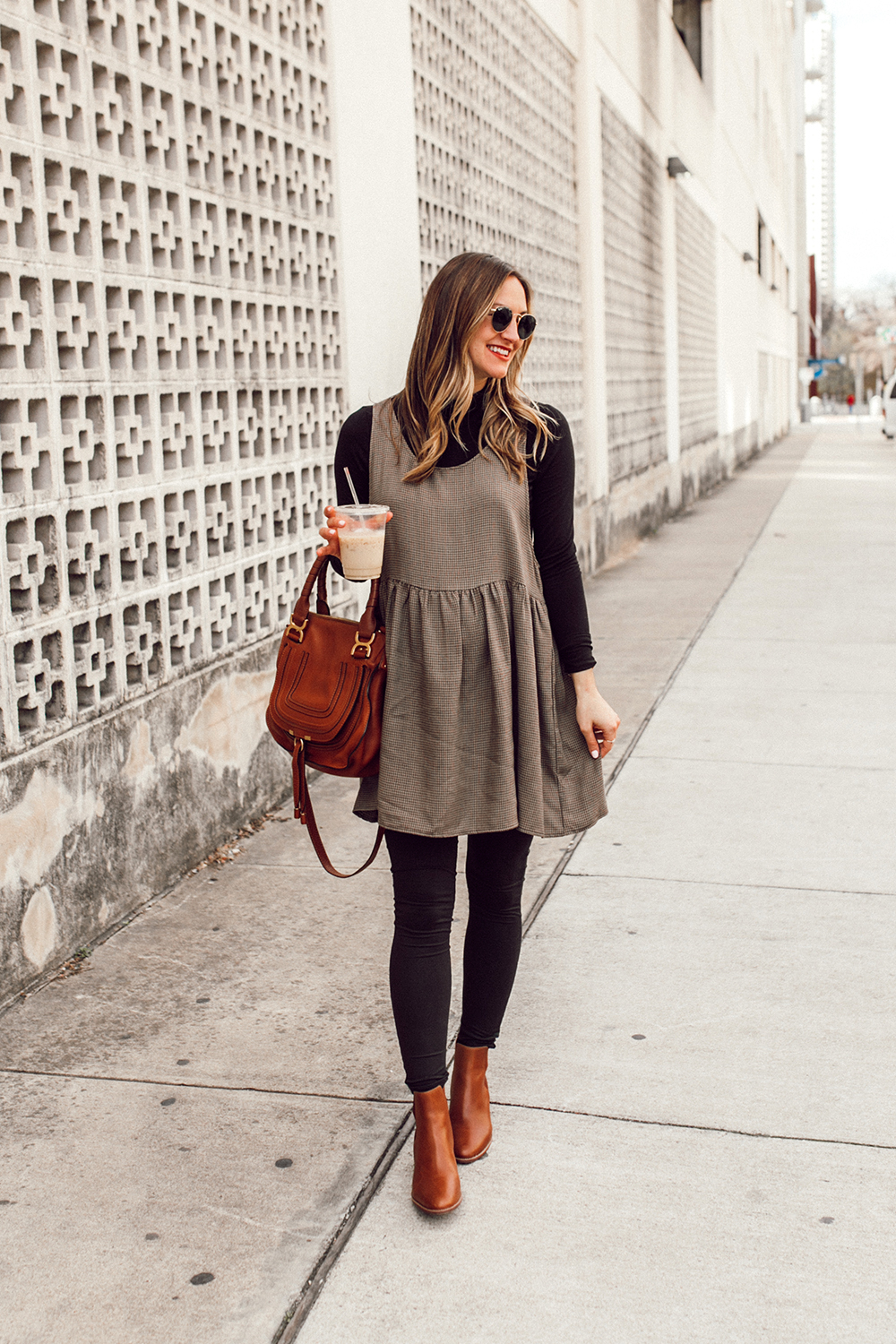 Faux Leather Leggings + Pleated Hem Sweater Outfit | Just A Tina Bit