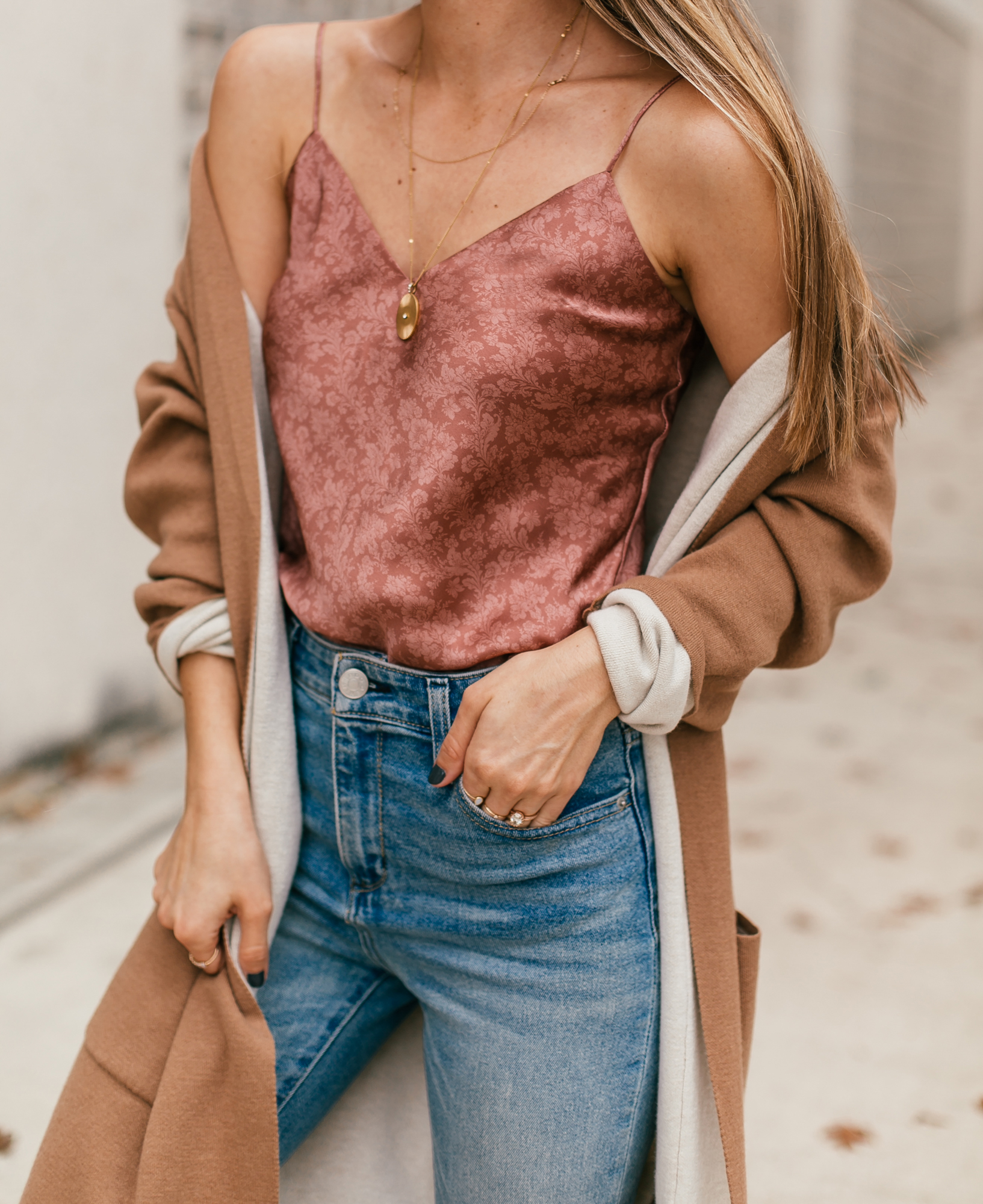 Blush Silk Cami LivvyLand Austin Fashion and Style Blogger