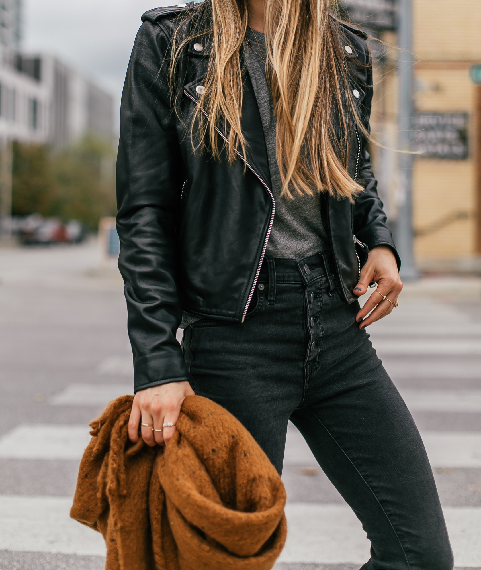 Sezane Ziggy Leather Moto Jacket - LivvyLand | Austin Fashion and Style  Blogger