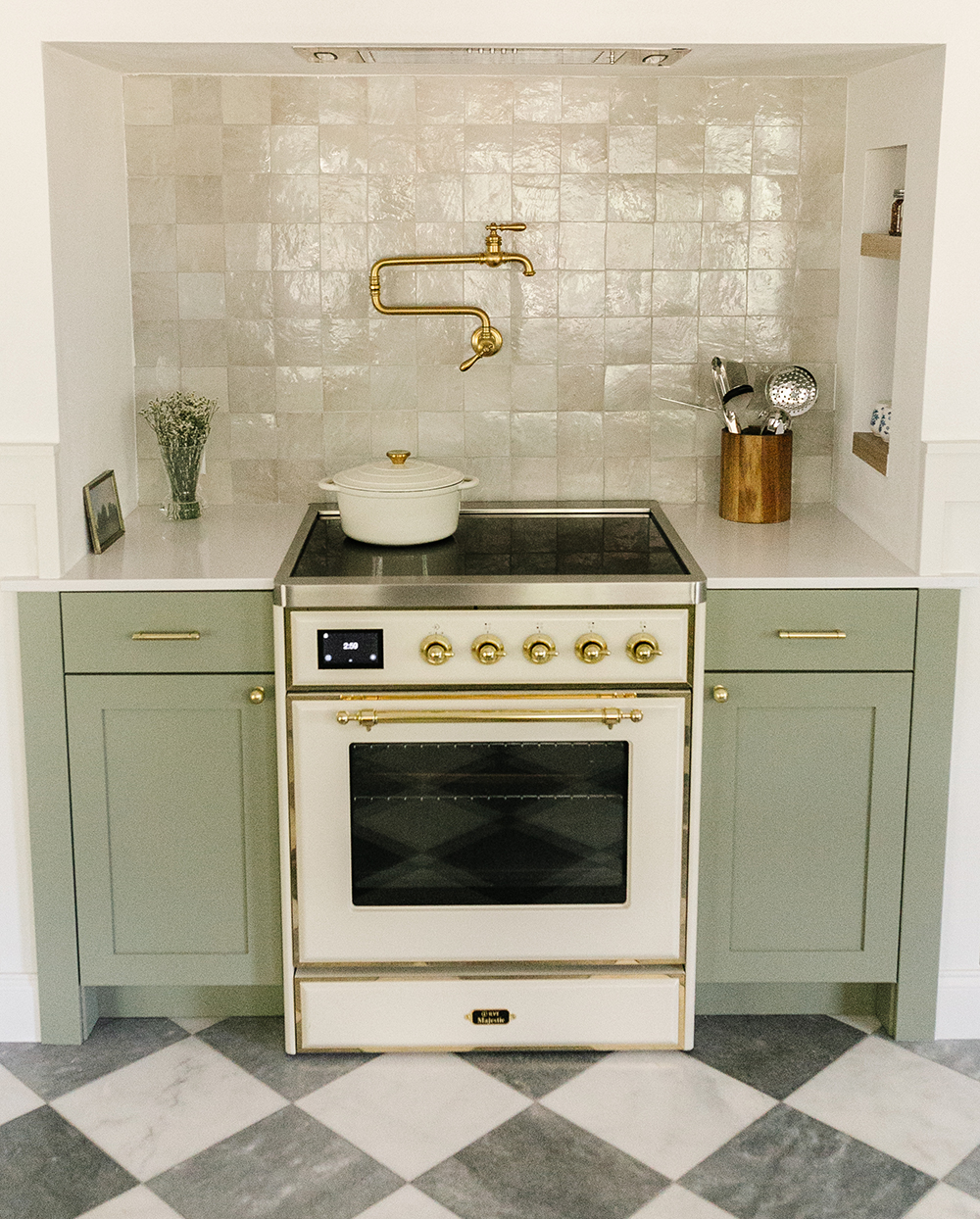 Charming French Country Kitchen with Checkered Floor