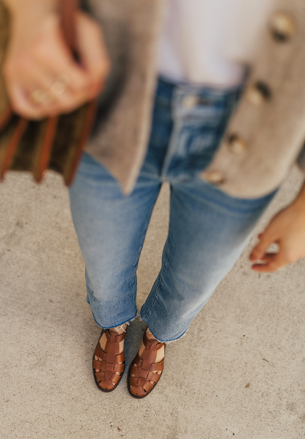 Oatmeal Cardigan & Fisherman Flats - LivvyLand