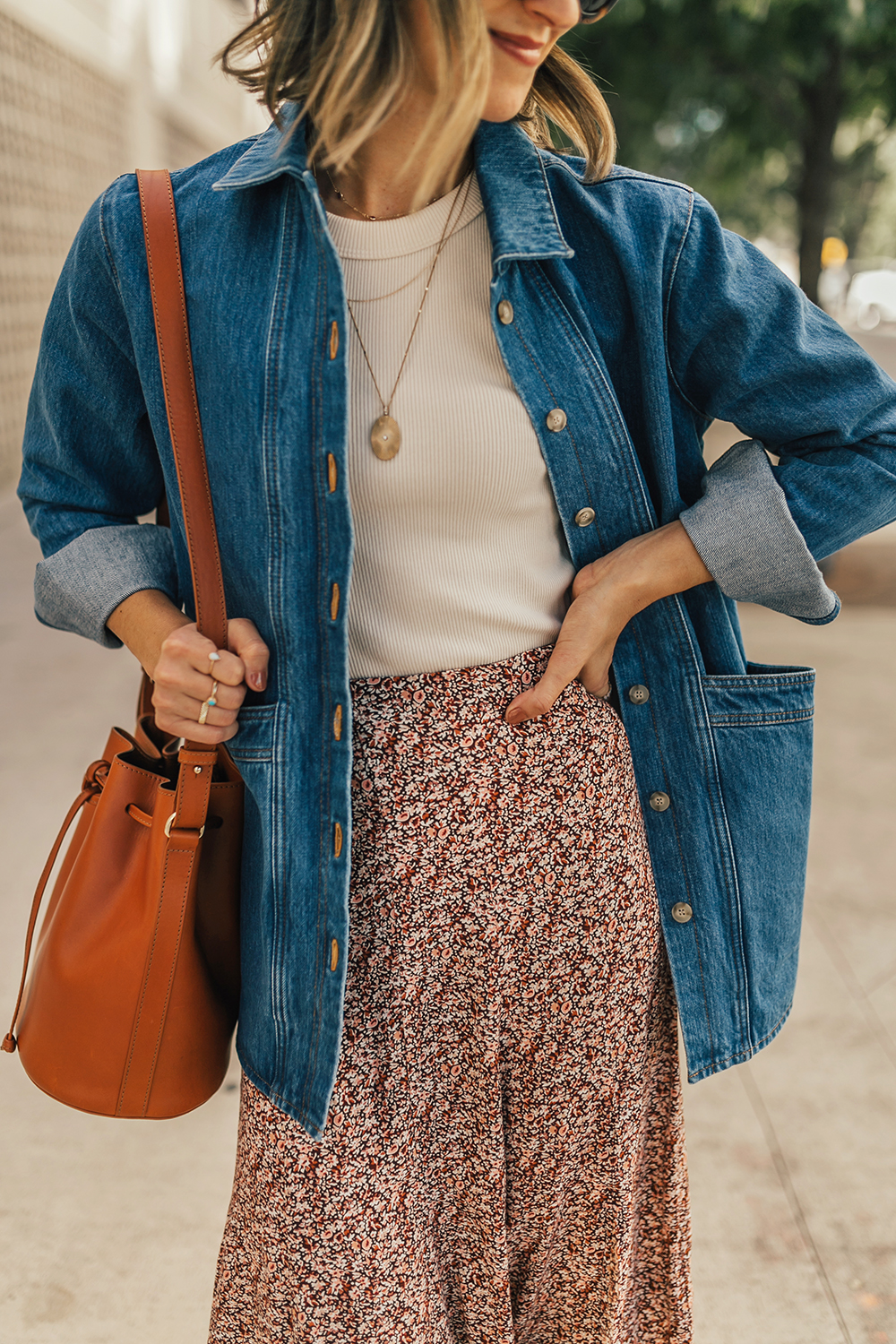 livvyland-blog-olivia-watson-austin-texas-fashion-blogger-sezane-will-jacket-chore-utility-floral-skirt-fall-outfit-idea-3