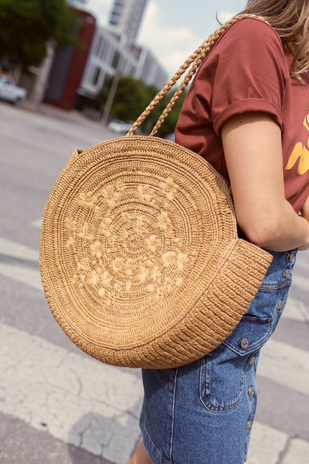 livvyland-blog-olivia-watson-austin-texas-fashion-sezane-bettie-denim-skirt-gabrielle-low-suede-taupe-boots-soliel-t-shirt-june-basket-bag-summer-outfit-idea-8