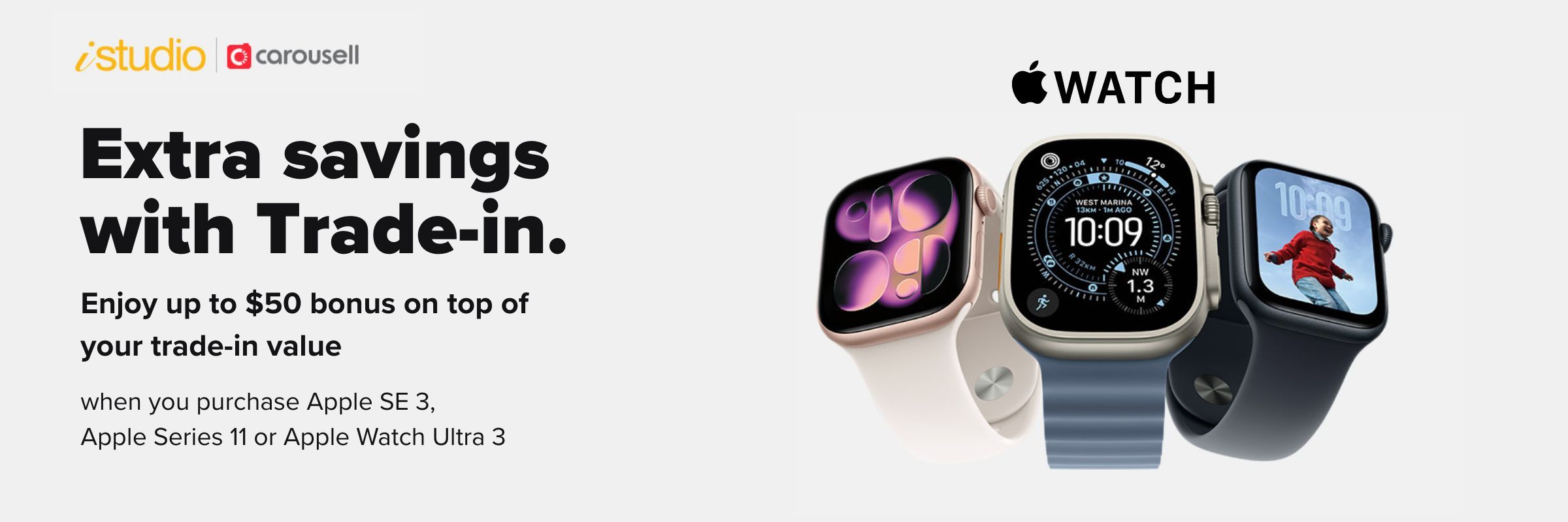 Up to $50 Apple Watch Trade-in Bonus at iStudio