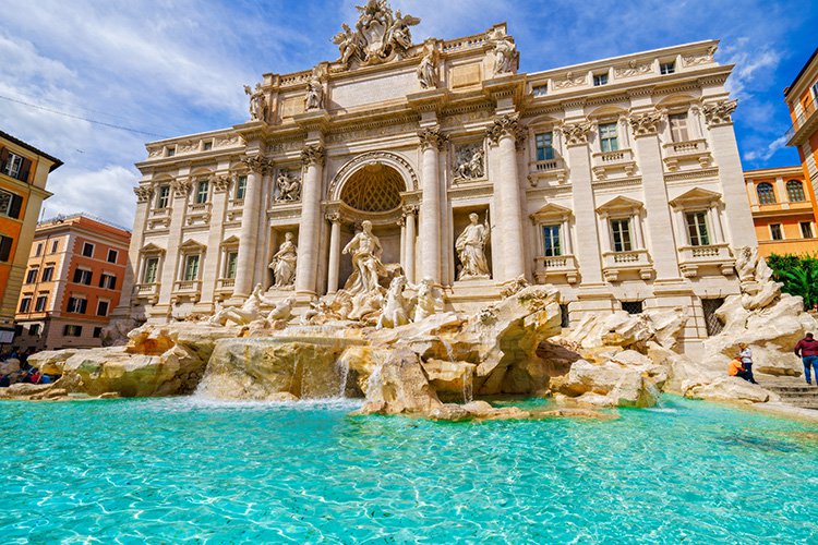 A must-see in Rome is the rococo spectacle of the Trevi Fountain, and when you visit, don’t forget to toss a coin and make a wish.