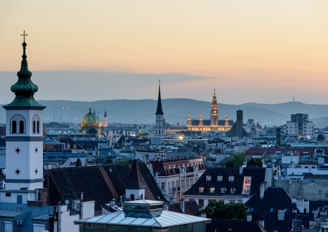 Vienna cityscape sunrise