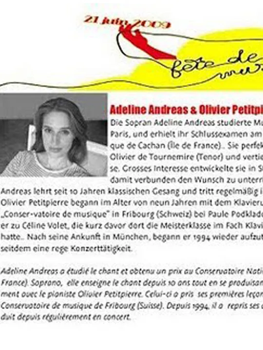 Les concerts passés et à venir de Adeline Dumont Andreas, soprano