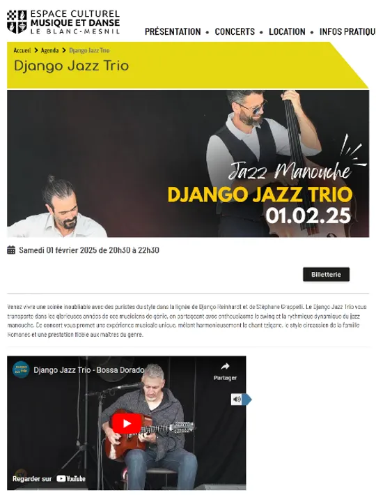 Les concerts passés et à venir de Django Jazz Trio - Groupe Jazz Manouche Acoustique Traditionnel