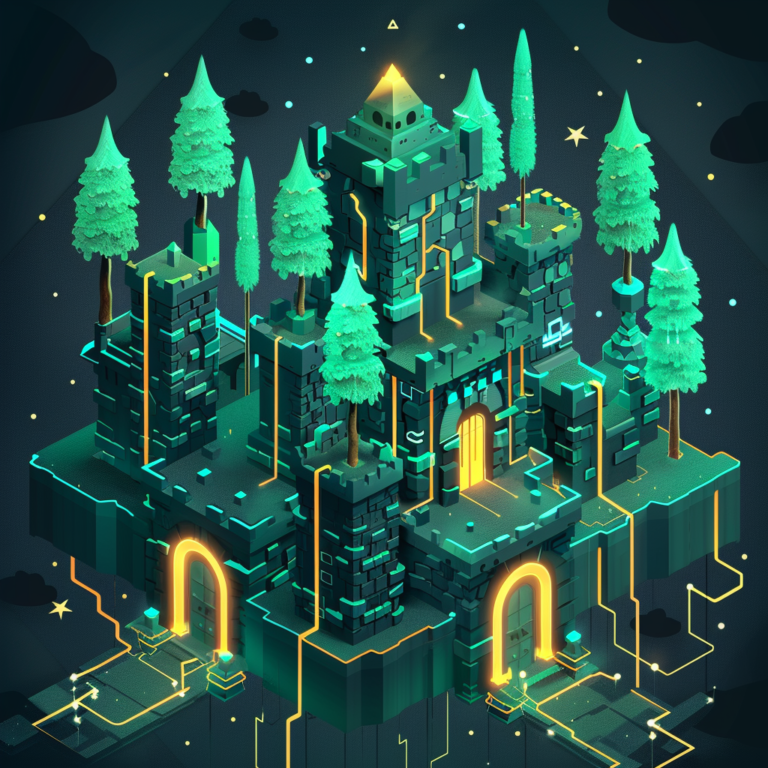 Illustrate a secure digital fortress with ForestVPN as the guardian for a Synology NAS blog.