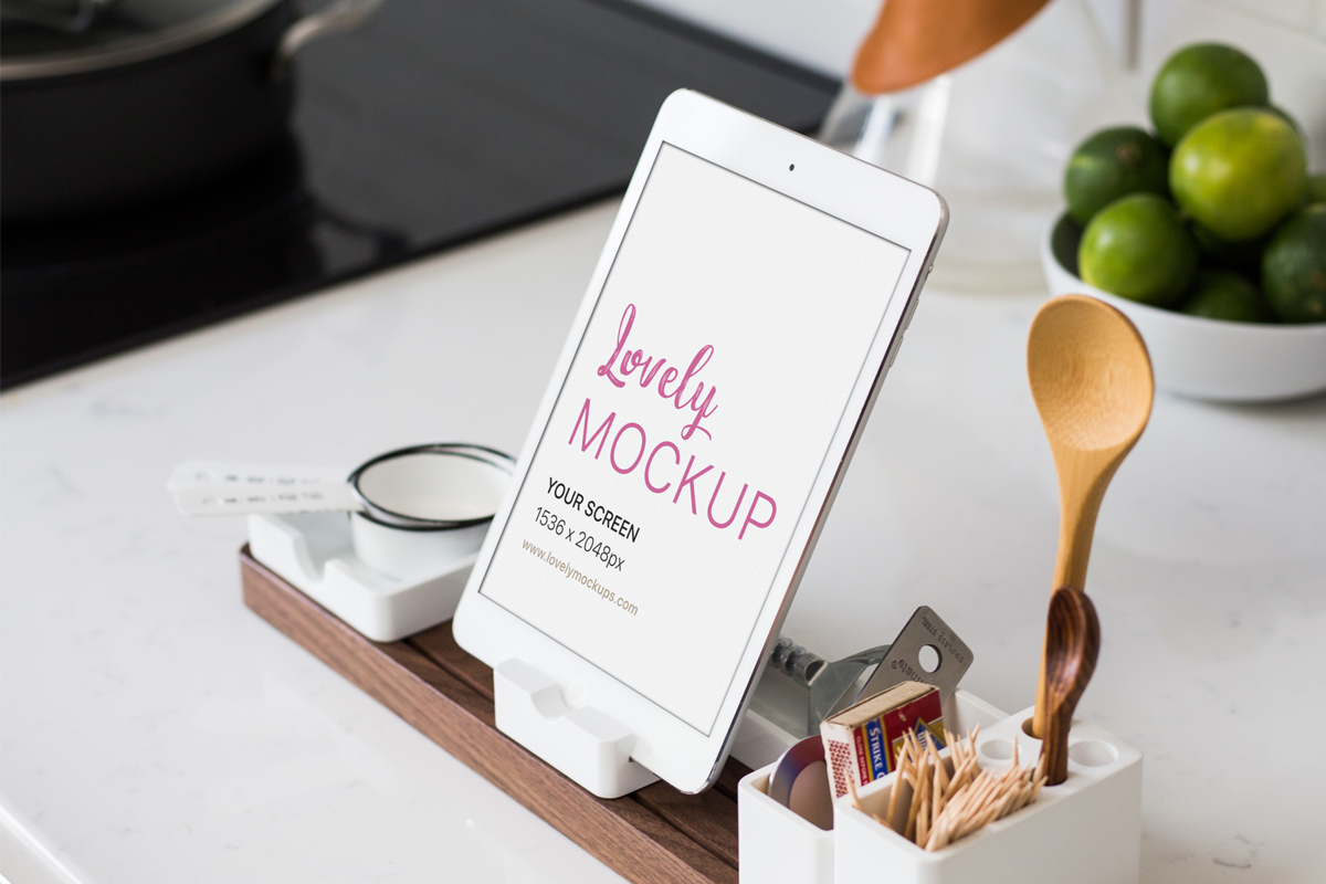 Download iPad in the Kitchen - Lovely Mockups