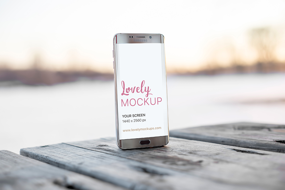 Download Android Phone Mockup on Wooden Table - Lovely Mockups