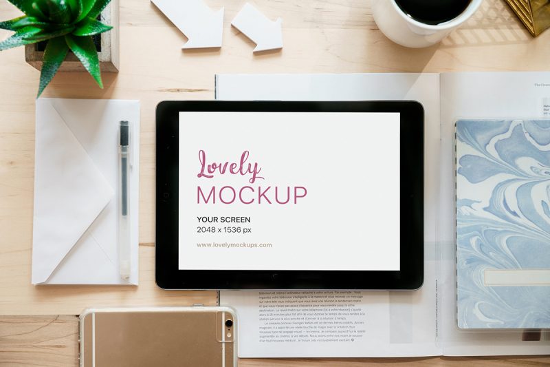 Man holding iPad Lovely Mockups