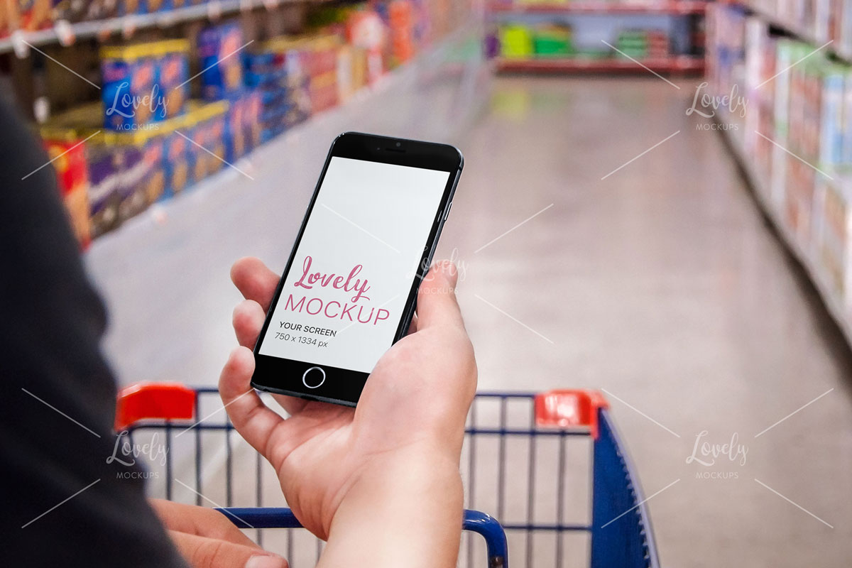 Download Product Mockup Black Iphone 6 At The Supermarket Lovely Mockups