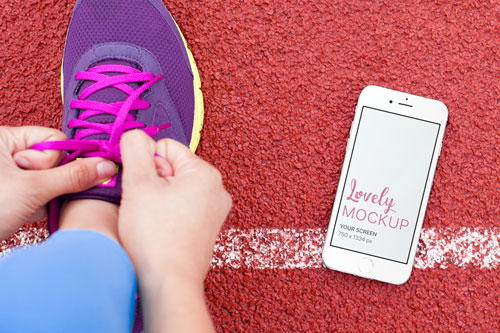 Download Beautiful Iphone Mockup Template At A Running Track Lovely Mockups