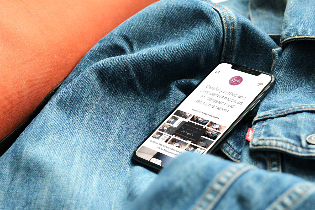 Download Iphone X Mockup On A Jeans Jacket Lovely Mockups