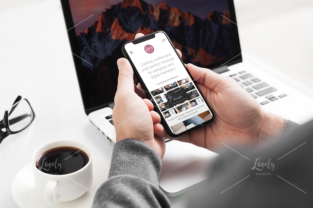 Mockup of a Man Using His iPhone 11 in His Office - Lovely ...