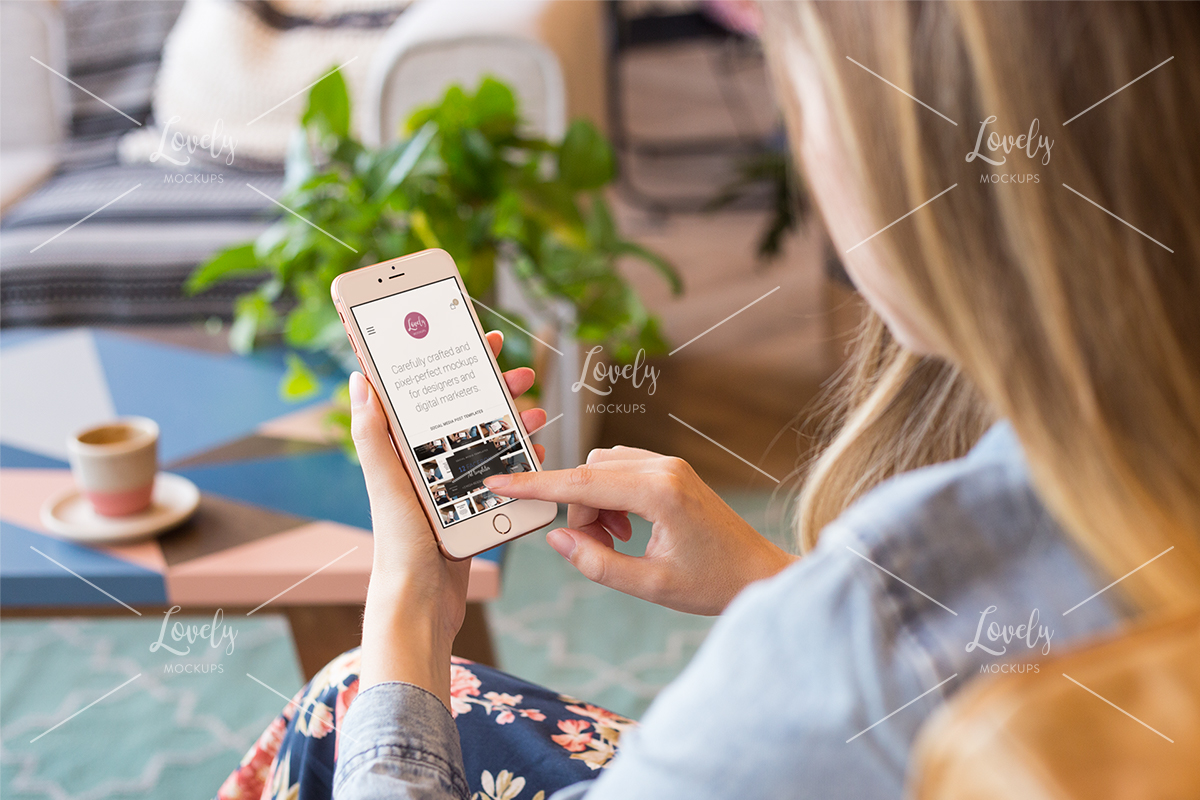 Download Mockup Of A Woman Using A Rose Gold Iphone Lovely Mockups