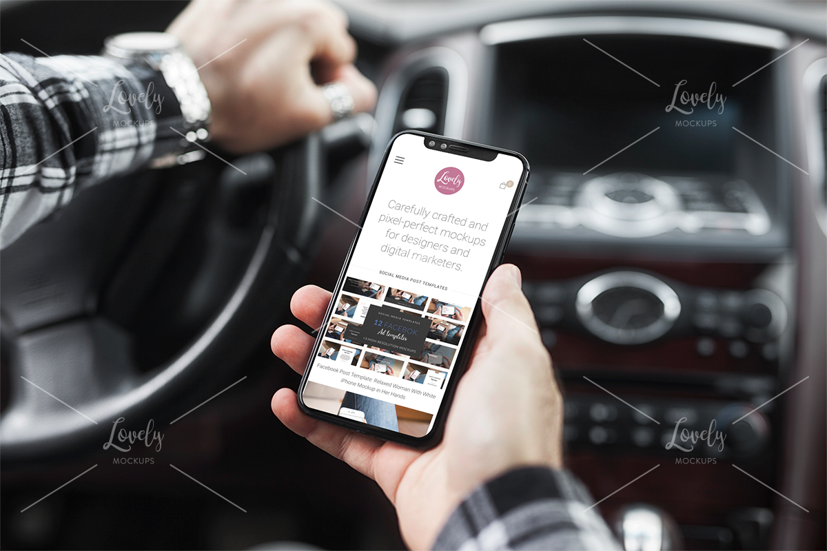 Download Mockup Of A Man Holding An Iphone 11 In His Car Lovely Mockups