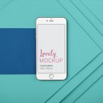 Mockup of an iPhone Plus with a Bicolor Background Featured