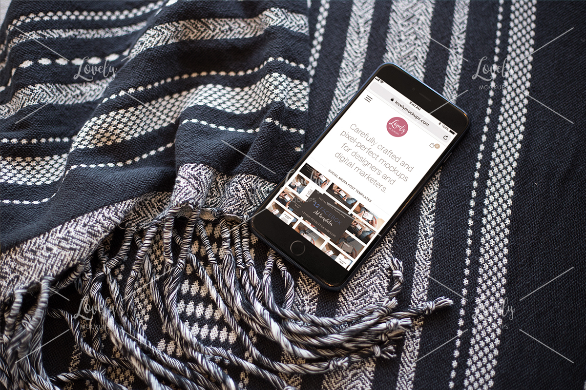 Download Mockup Of An Iphone Lying On A Wool Blanket Lovely Mockups