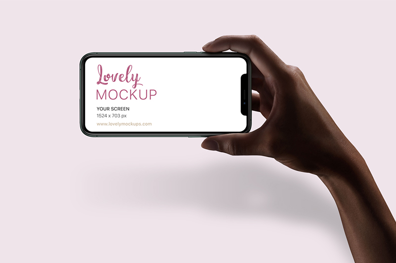 Download Iphone 11 Pro Mockup In Landscape Mode In Woman S Hands Lovely Mockups