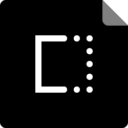 Attribution Incomplete Notice icon. Black square with the top right corner folded and a white square in center with left side in solid line and right side in dotted line.