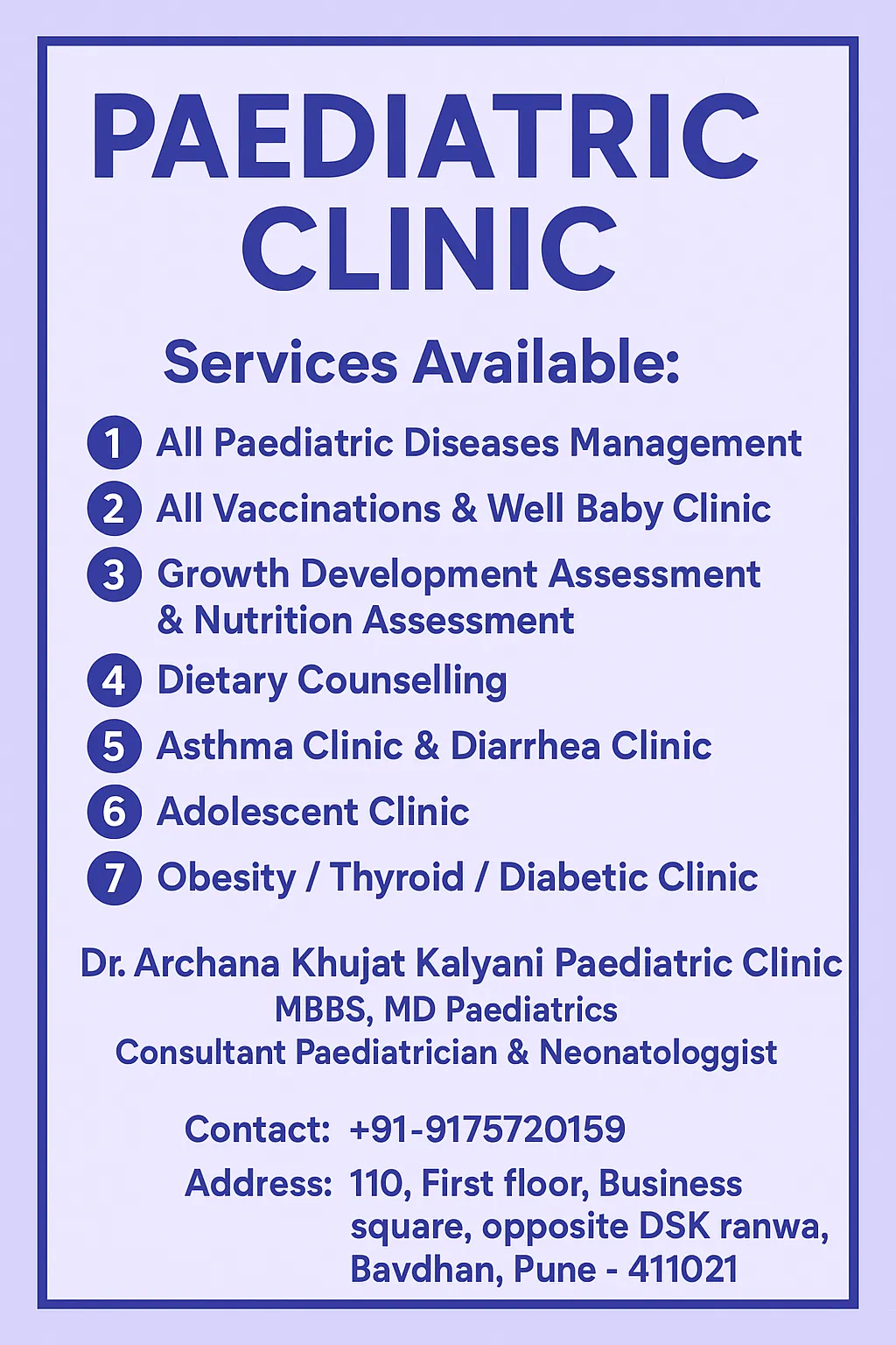 Paediatric Consultation and vaccination 