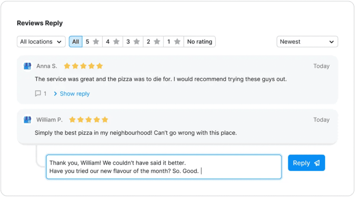 Listing Management’s interface for replying to reviews 