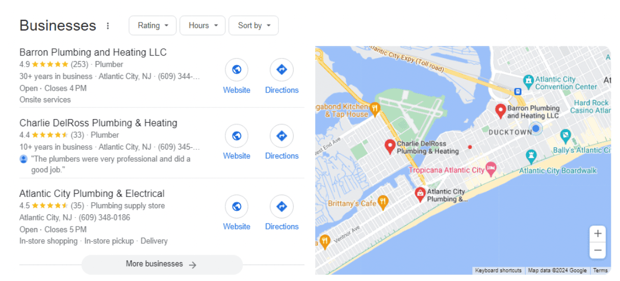 Google Local Pack results.