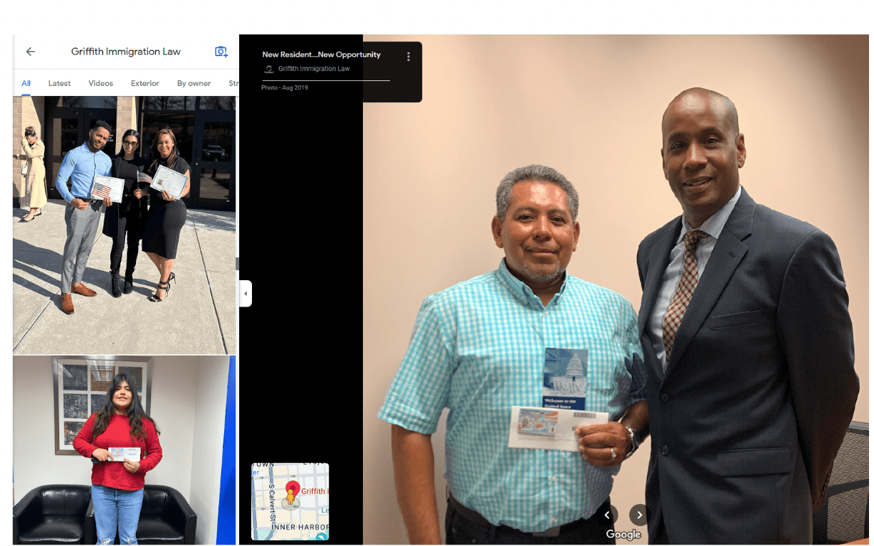 Photos with satisfied clients on an immigration lawyer’s Google Business Profile